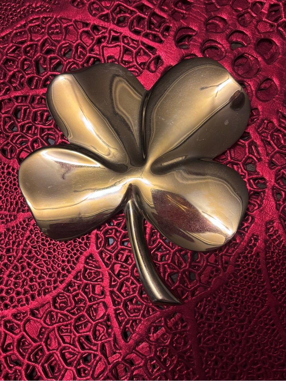 Vntg Gerity 4 Leaf Clover Dish 24K Gold Electroplate 1984 Shamrock Lucky Decor